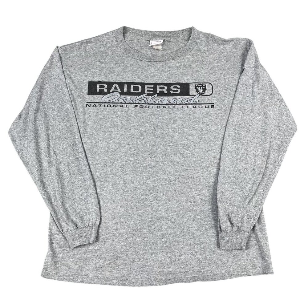 Vintage Oakland Raiders NFL Mens Grey Long Sleeve T-Shirt Sz Large